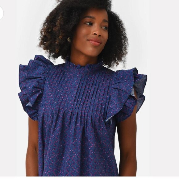 OLIPHANT Women's Pintuck Ruffle Top (Size SMALL) - Picture 4 of 8